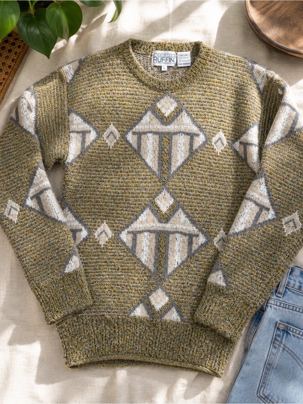 Vintage Gianfranco Ruffini Wool Alpaca Geometric Sweater 80s Italy